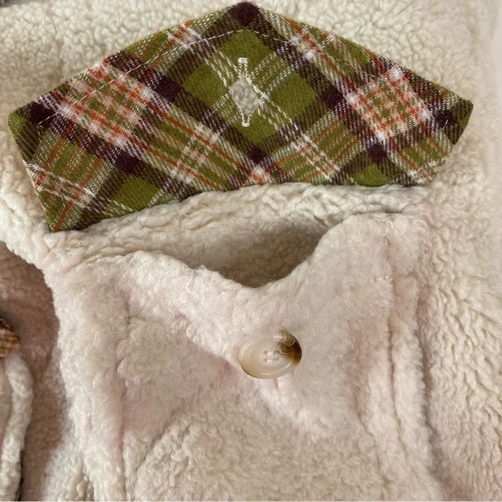 Simply Southern Youth Quilted Sherpa Jacket with Green Plaid Trim Youth Large
